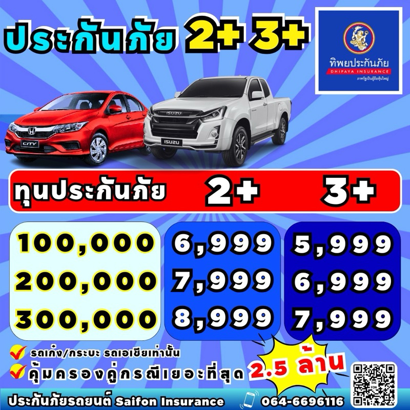 2+ 3+ รถยนต์ทิพย เก๋ง/กระบะ รับค่ะ บวกราคา200ค่ะ รับได้ค่อยกดซื้อ