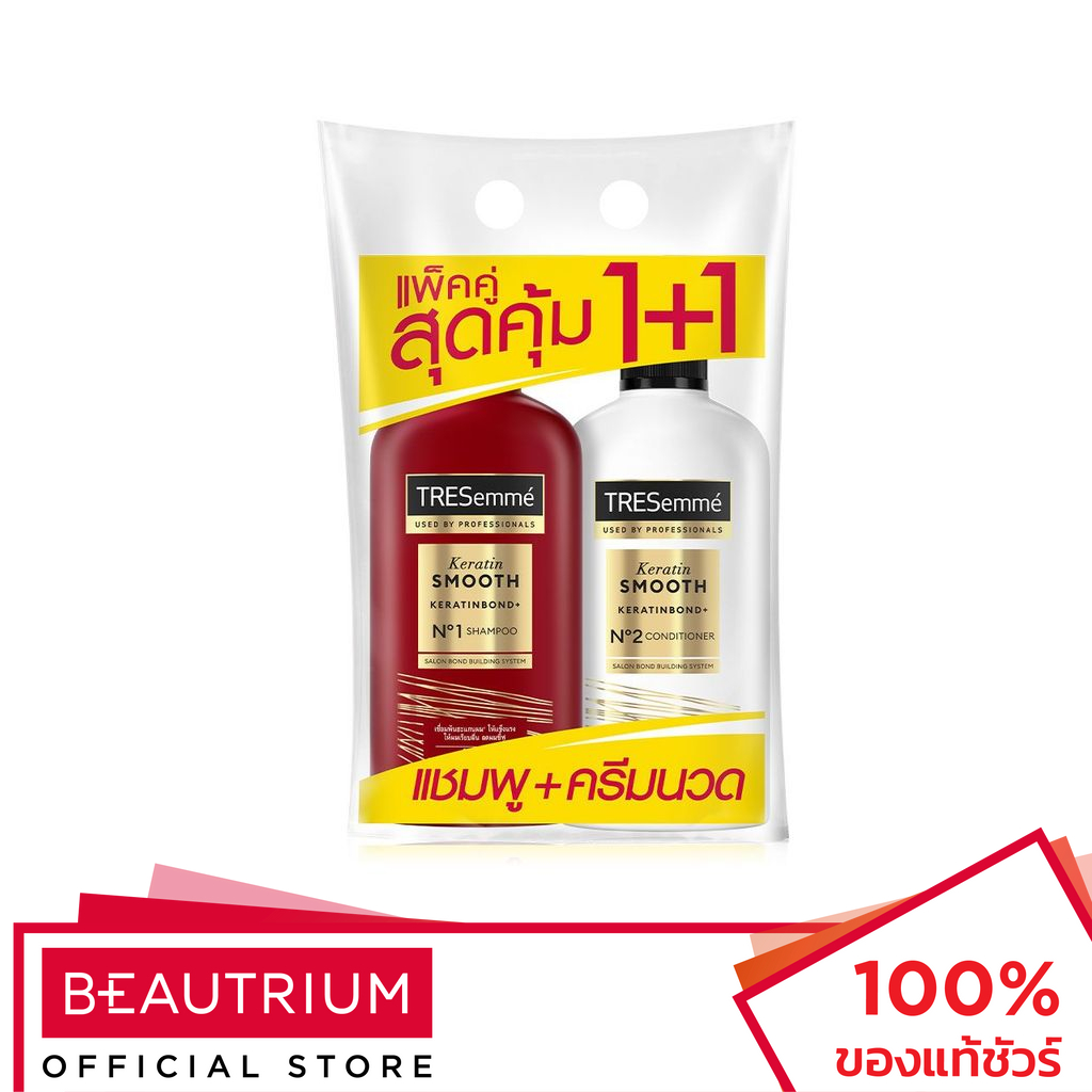TRESEMME Keratin Smooth Shampoo+Conditioner เซ็ตแชมพูและครีมนวดผม 370ml, 370ml
