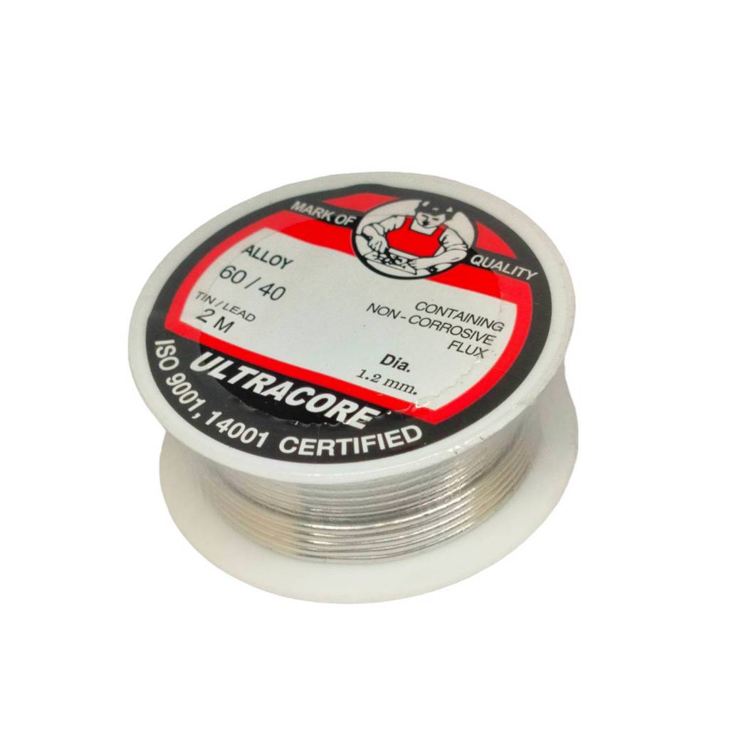 1ชิ้นตะกั่วบัดกรี ขนาด1.2mm ยาว 2เมตร ตะกั่วultracore 60/40