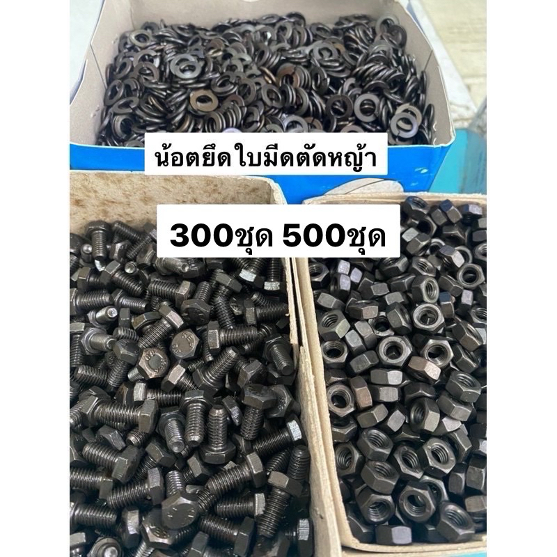 น้อตยึดใบมีดตัดหญ้า ขายส่ง 500ตัว 300ตัว น้อต น๊อต ใช้กับ ใบมีด ใบตัดหญ้า ใบเกี่ยวข้าว น็อตเบอร์10 อะไหล่ เครื่องตัดหญ้า