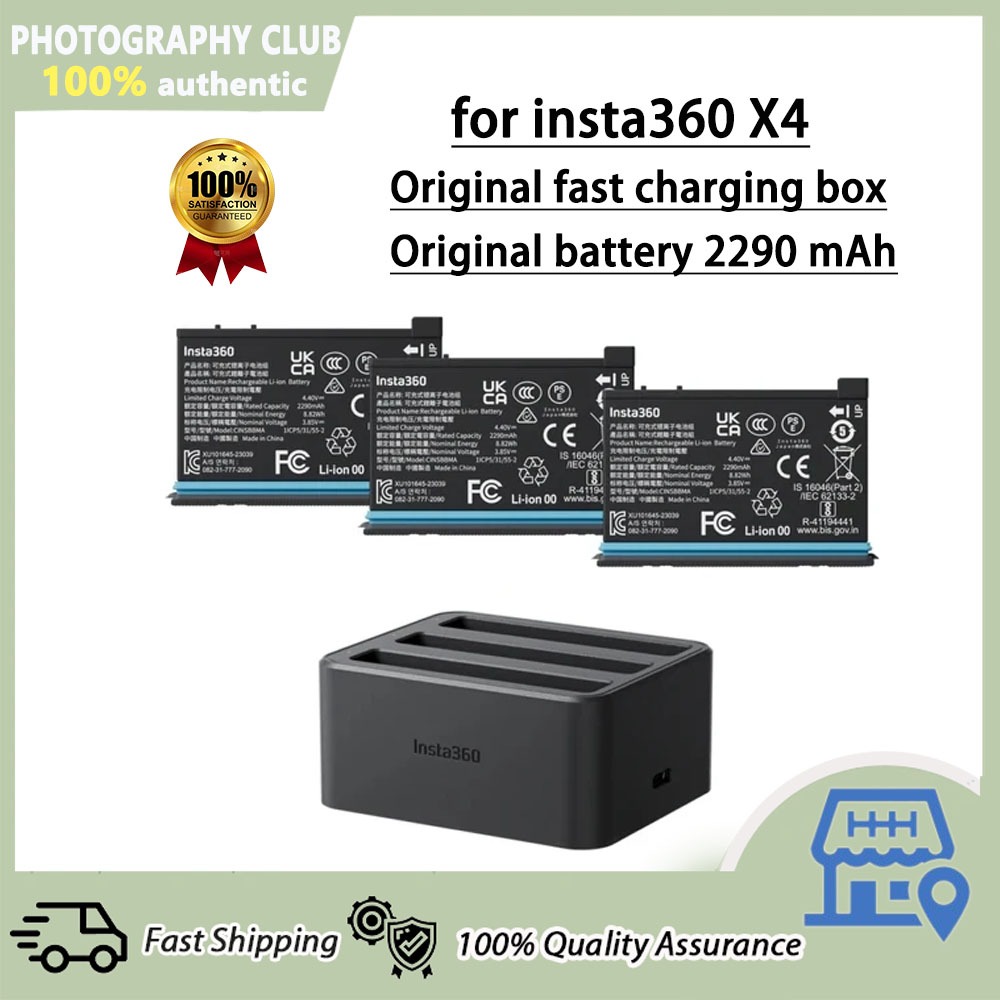 แบตเตอรี่ Insta360 X4 2290mAh Fast Charger Hub สำหรับอุปกรณ์เสริมดั้งเดิมของ Insta 360 X4