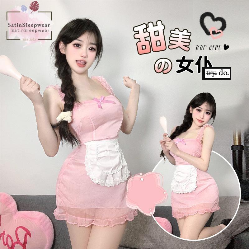 SatinSleepwear ชุดคอสเพลย์ น่ารัก ชุดยูนิฟอร์มแม่บ้านญี่ปุ่น ลูกไม้ สีชมพู ฟ้า จัดส่งจากไทย H9219