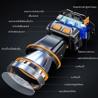 ไฟฉายคาดหัว led แรงสูง ส่องแสงระยะ10KM อายุการใช้งานแบตเตอรี่ยาวนาน ตกปลากลางแจ้ง กันน้ำ