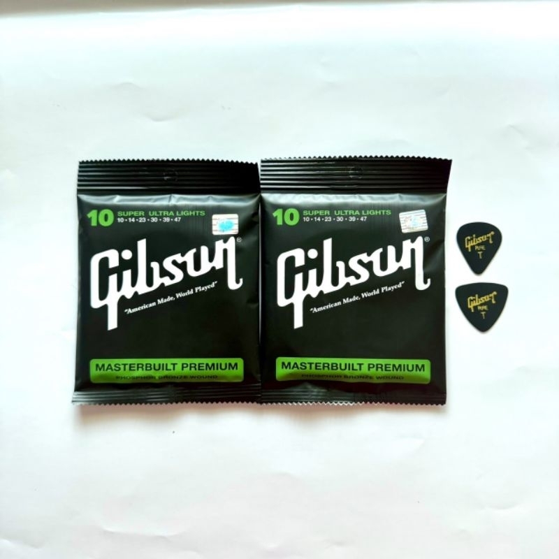set 2 ชุดสายกีตาร์โปร่ง10 gibson สุดคุ้มสุดประหยัด 2 ชิ้นในราคาพิเศษแถมฟรีปิ๊ก 2 ตัวสินค้าพร้อมจัดส่ง