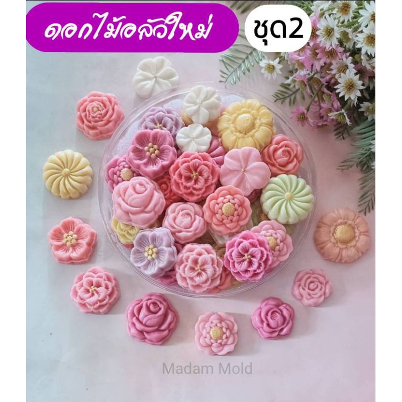 แม่พิมพ์ฟองดอง สำหรับทำขนม อาลัว สัมปันนี ขนมต่างๆ รูปดอกไม้อลัวใหม่ ชุด2