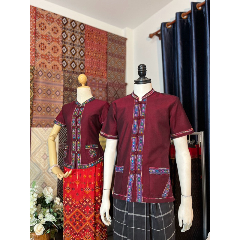 (พร้อมส่ง) เสื้อภูไทกาฬสินธุ์,เสื้อพื้นเมือง,เสื้อผ้าไทย,ผ้าทอมือ