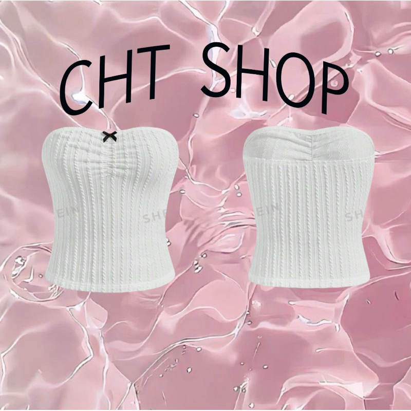 [พร้อมส่งจากไทย]เสื้อเกาะอกโบว์หน้า น่ารัก สไตล์เวียดนาม