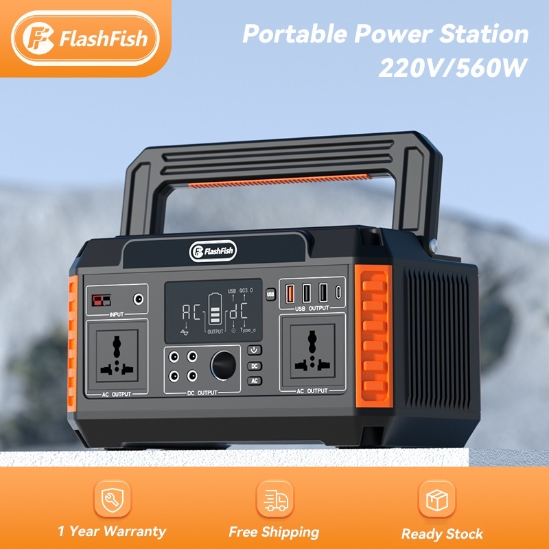 Flashfish 600W 500W Power Station Outdoor แคมป์ปิ้ง Powerbank ชุดแบตเตอรี่พลังงานแสงอาทิตย์แบบชาร์จไ