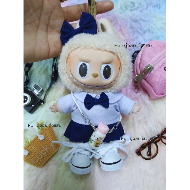 งานตัดเย็บใหม่ ชุดนักเรียนเด็กผู้หญิงลาบูบู้ กระต่ายมาการอง liila' lucky cat ชุดนักเรียนจิ๋ว