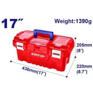 EMTOP กล่องเครื่องมือ PVC 14 นิ้ว / 17 นิ้ว / 20 นิ้ว แบบตัวล็อคพลาส / ตัวล็อคเหล็ก