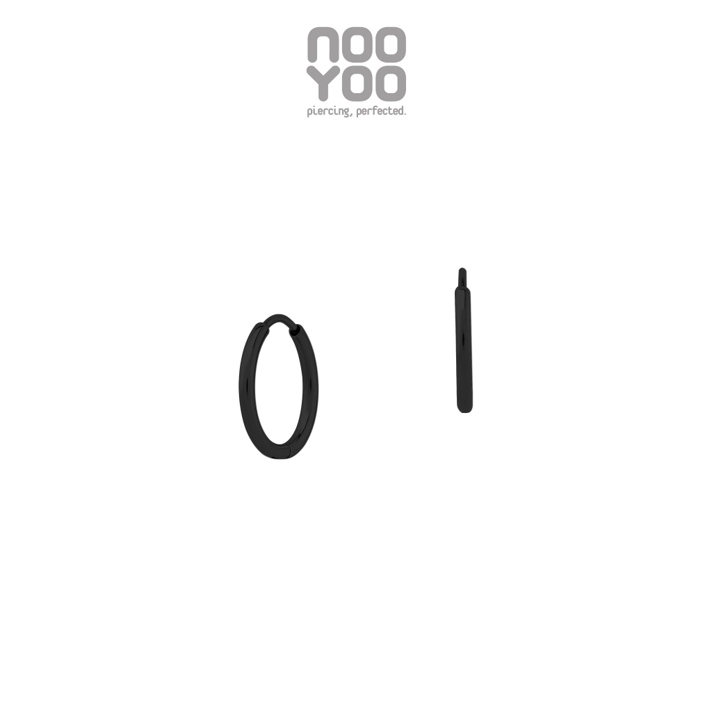 NooYoo ต่างหูสำหรับผิวแพ้ง่าย Thin Hoops Black PVD Surgical Steel