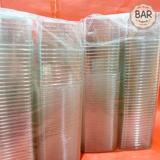 กล่องพลาสติก พร้อมฝาPETสีใส 50ชุด/แพ็ค มีให้เลือก 2ขนาด M020(no.5)/M021(no.6) ทนความเย็นกล่องขนมใส ใส่ขันข้าว#8พอดี