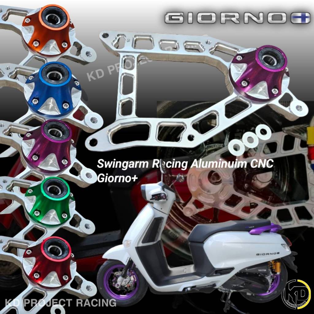 สวิงอาร์มแต่ง Js racing  aluminuim cnc (6061 T6 ) สินค้าตรงรุ่น Honda Giorno+ เงินดุมสี