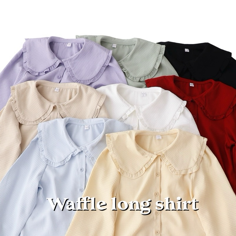 conycolours | waffle long shirt เสื้อเชิ้ตแขนยาว คอปกตัว ผ้า waffle