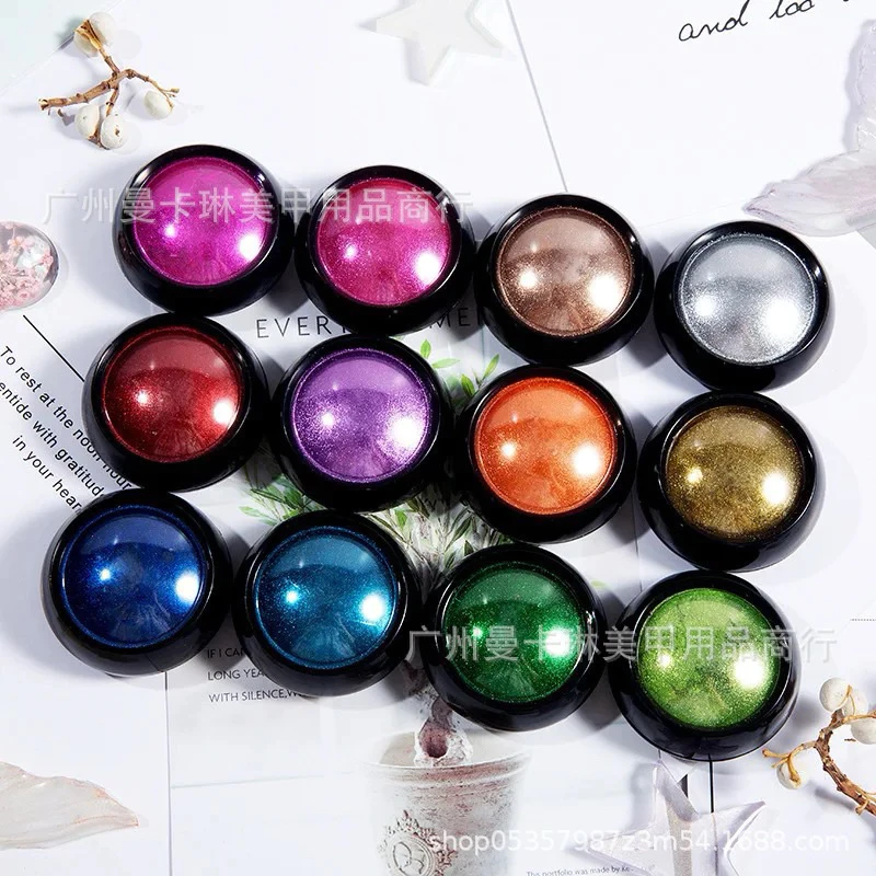 ผงกระจกขัดเงา ผงเมทัลลิค ขัดสีทาเล็บเจล แถมแปรงในชุด (2กรัม/กระปุก)