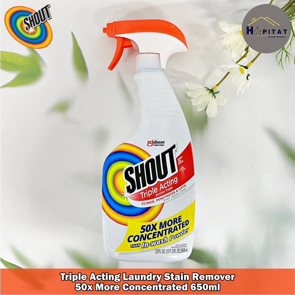 {Shout®} Triple Acting Laundry Stain Remover 50x More Concentrated 650ml สเปรย์ขจัดคราบ