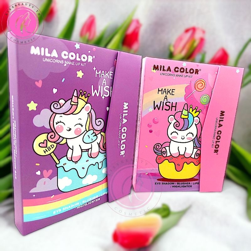 MILA COLOR Makeup Palate พาเลทแต่งหน้ากระเป๋า ลาย ม้าน้อยยูนิคอร์น ได้ครบในพาเลทเดียว ได้ทุกลุค ขนาดกะทัดรัด พกพาง่าย