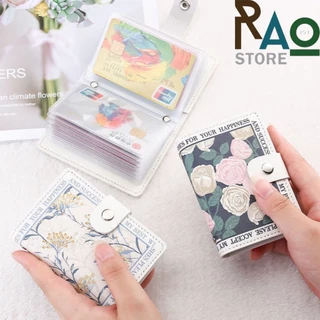 RAO Store พร้อมส่ง กระเป๋าใส่บัตร ลายดอกไม้ ที่เก็บบัตรต่างๆ มี20ซอง ใส่บัตรได้ 40ใบ ขนาดเล็กพกพาสะดวก