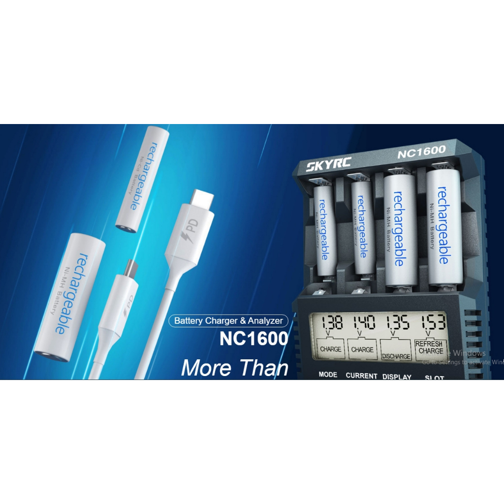 เครื่องชาร์ตถ่าน AA/AAA SkyRC NC1600 charger is capable of charging, discharging and refreshing AA/AAA NiMH/NiCD battery