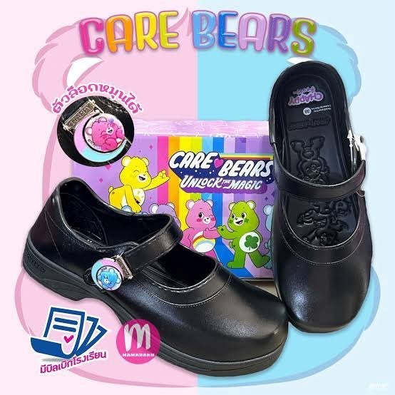 Chappy รองเท้านักเรียน หญิง รุ่น Care Bears แคร์แบร์ หนังดำ ไซส์ 34-43