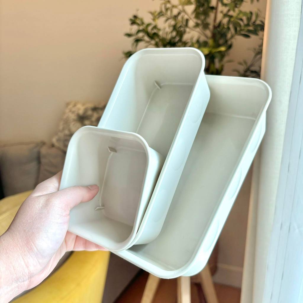 IKEA อิเกีย กล่อง ถาด ที่ใส่ของ NOJIG (นอยิก) พลาสติก สีเบจ แข็งแรง ทนทาน