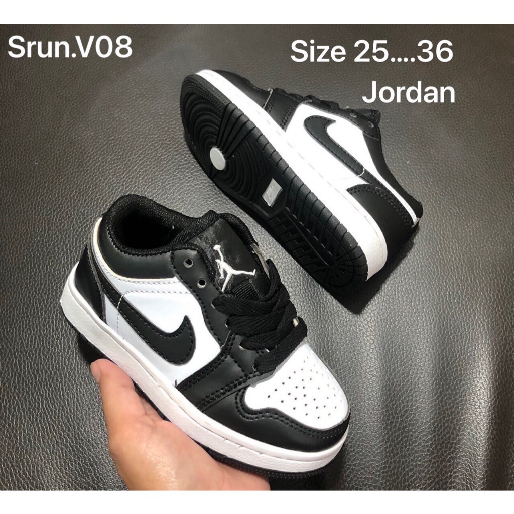 รองเท้าผ้าใบเด็ก Jordan (ค้อสั้น) แพนดา ไซส์ 25--36 ใส่ได้ทั้งเด็กผู้ชายแล้วก็ผู้หญิง