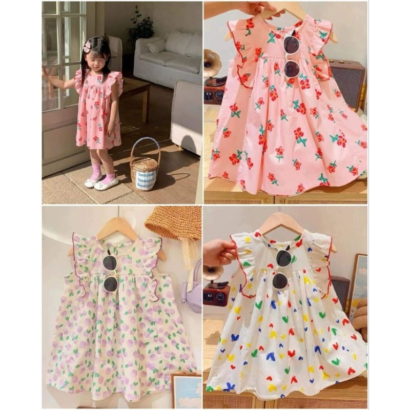 พร้อมส่ง เดรสลูกสาว พิมพ์ลายดอกไม้สีสันสดใส