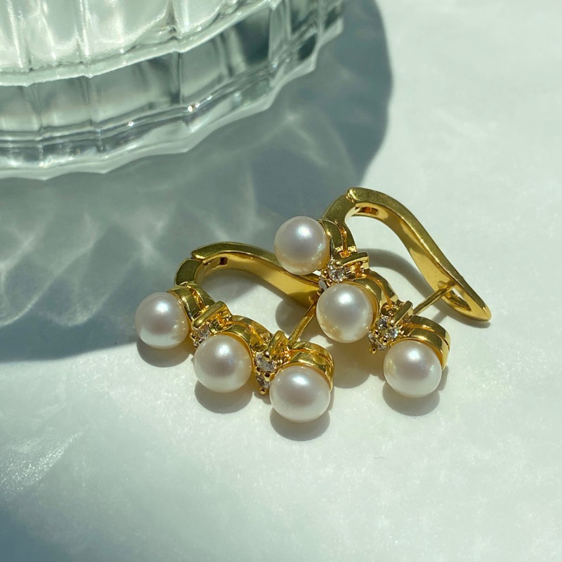 Krabi andaman pearl ต่างหูไข่มุกเอดิสัน