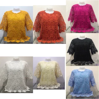 พร้อมส่ง🌺เสื้อลูกไม้รอบอก46-48นิ้ว#เสื้อใส่เที่ยว#เสื้อออกงาน#มี15สีให้เลือกค่ะ