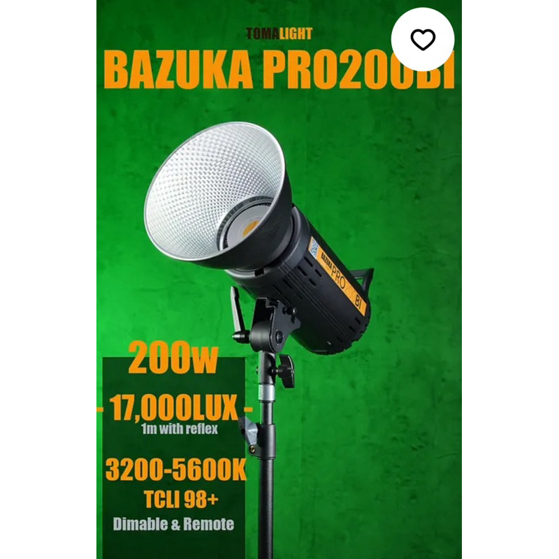 Bazuka Pro200Bi สว่าง 1,7000Lux 3200-5600K ใช้งานผ่านแอปได้