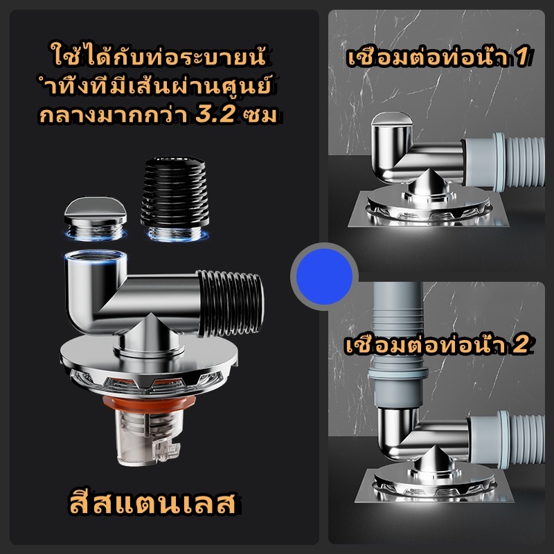 อัพเกรดใหม่ ข้อต่อพิเศษสำหรับท่อระบายน้ำเครื่องซักผ้า,แบบ 2 ทาง มีฝาตะเเกรงให้