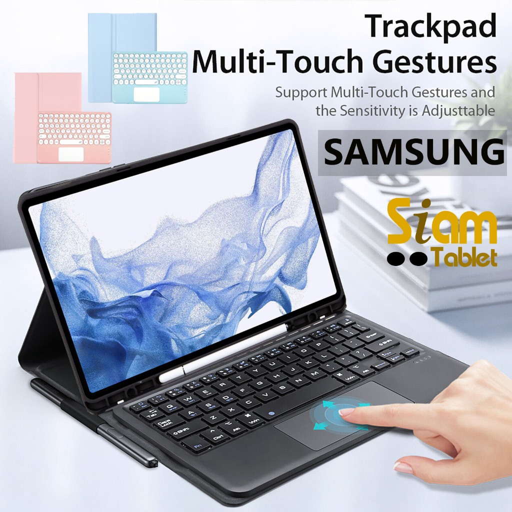 *แป้นไทย เคสคีย์บอร์ด +ทัชแพด เคส Samsung Galaxy Tab S7 Plus / S7 FE / S8 Plus