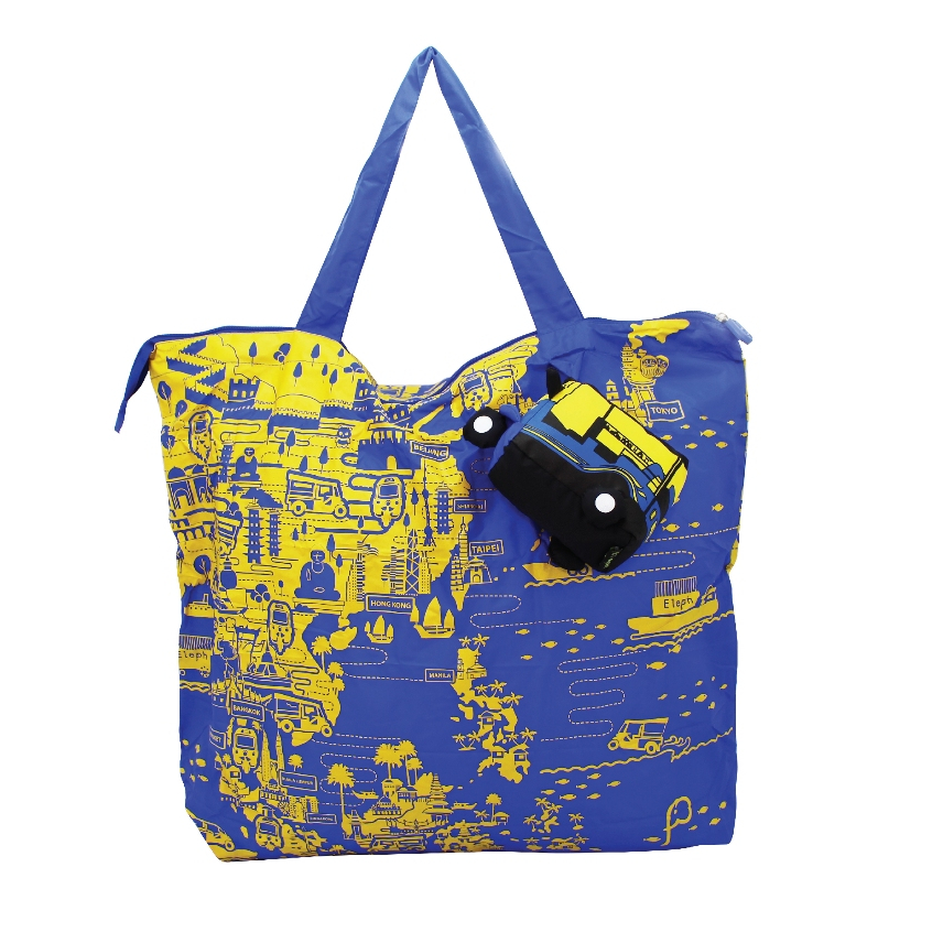Eleph เอลฟ์...กระเป๋าผ้าสกรีนลายรถตุ๊กตุ๊กเอเซีย พับเก็บได้ (ELEPH Foldable Bag Tuk Tuk Asia)