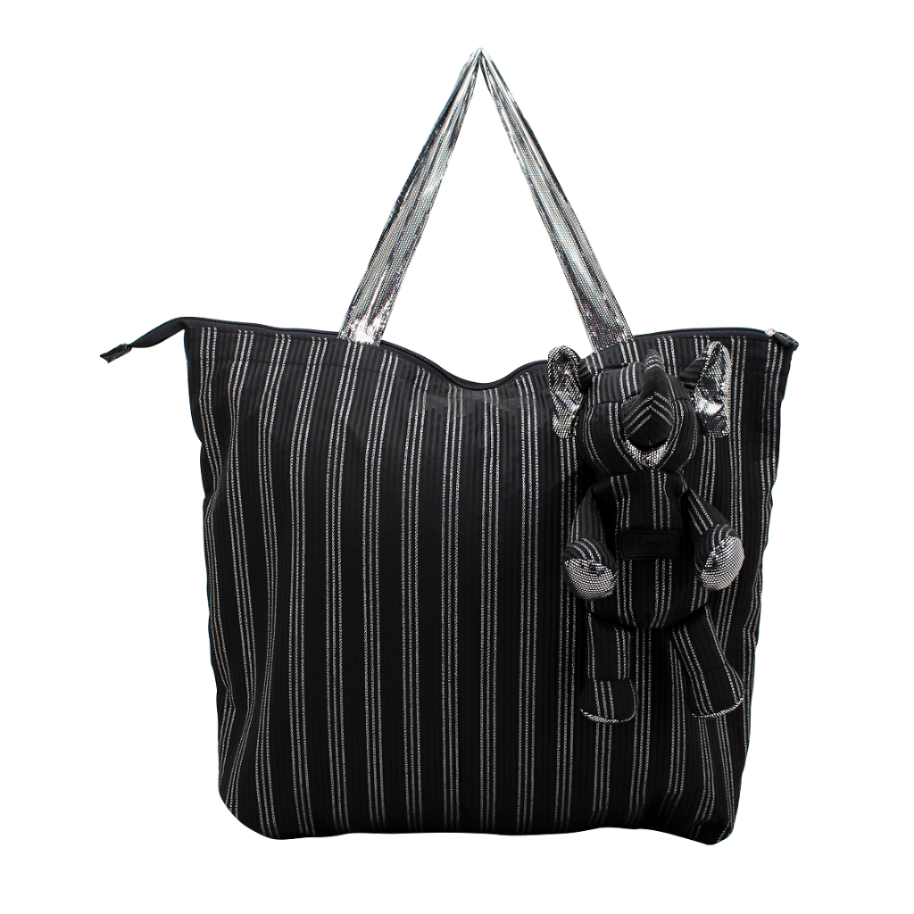 พร้อมส่ง เอลฟ์...กระเป๋าผ้าพลีทริ้วดิ้นเงินดิ้นทองพับเก็บได้ (ELEPH Foldable Bag Pleat Lurex 3-St)
