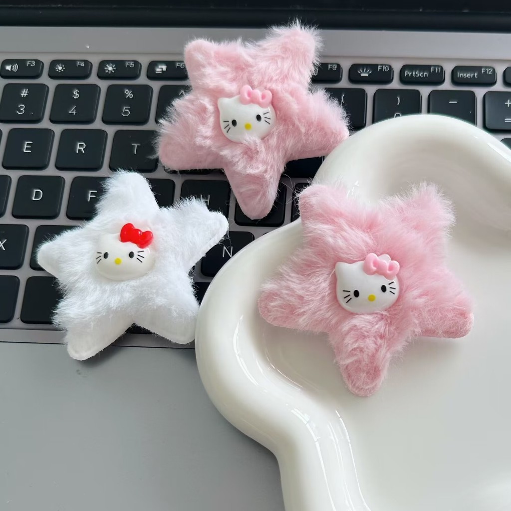 Uyongit พร้อมส่งจากไทย กิ๊บติดผมรูปดาว ผ้ากำมะหยี่ ขนนุ่มฟู ลายการ์ตูน น่ารัก สไตล์เกาหลี Q-183