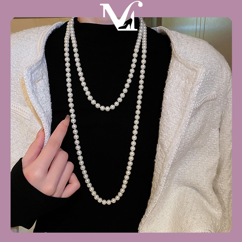 [พร้อมส่งจากไทย] สร้อยคอมุกยาว เหมาะสำหรับสาวๆ สไตล์เรียบง่าย คุณภาพสูง มีหลายสีให้เลือก