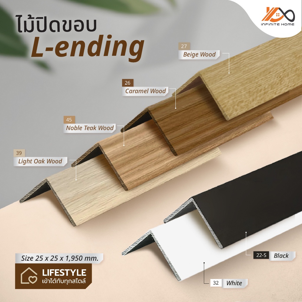 ( สั่งรวมไซส์อื่นไม่ได้ ) ไม้ปิดขอบ ยาว 1.95 เมตร ใช้สำหรับรุ่น  PWA / PWD / PWF / PWU