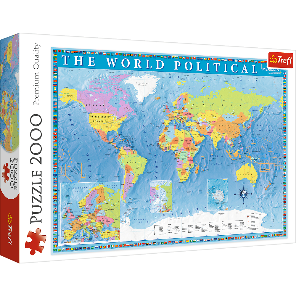 TREFL Jigsaw จิ๊กซอว์ จำนวน 2000 ชิ้น รุ่น Political map of the world (96.1x68.2 cm.) นำเข้าจากยุโรป คุณภาพสูง พร้อมส่ง