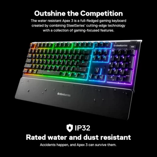 SteelSeries Apex 3 RGB Gaming Keyboard คีบอร์ดเกมมิ่ง ไฟ RGB ปุ่มกดเสียงเงียบ ปุ่ม US-TH