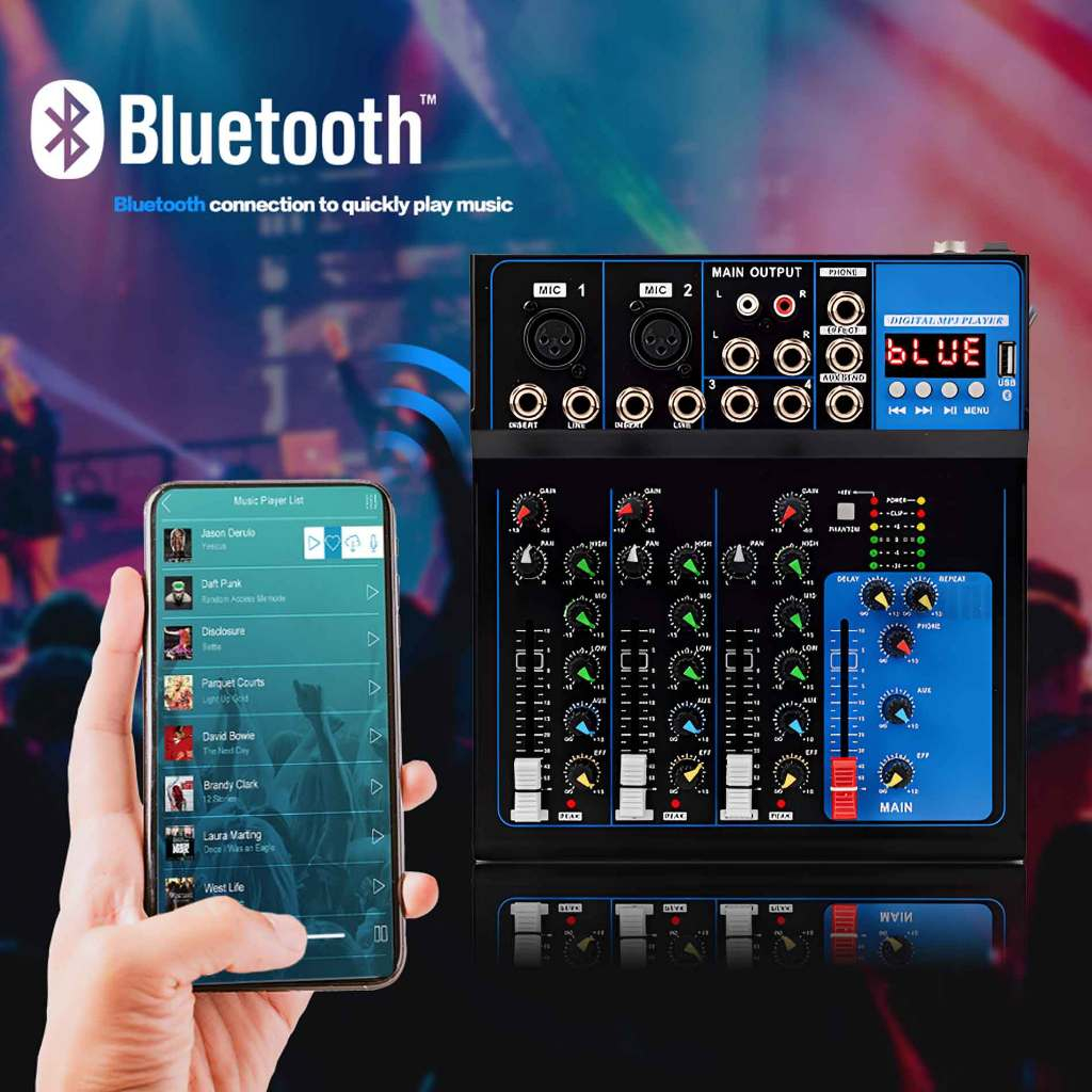มิกเซอร์7/4ช่องมีบลูธูทไร้สาย ผสมสัญญาณเสียง Mixing Console with Bluetooth USB Audio Mixer 99 DSP