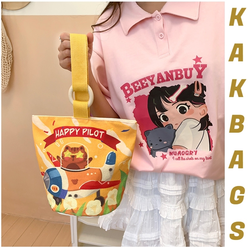 ของขวัญฟรี กระเป๋าสะพาย ผ้าแคนวาส กระเป๋าสไตล์เกาหลีลายการ์ตูนน่ารัก กระเป๋าถือ พกพาสะดวก กระเป๋านักเรียน กระเป๋าลำลอง