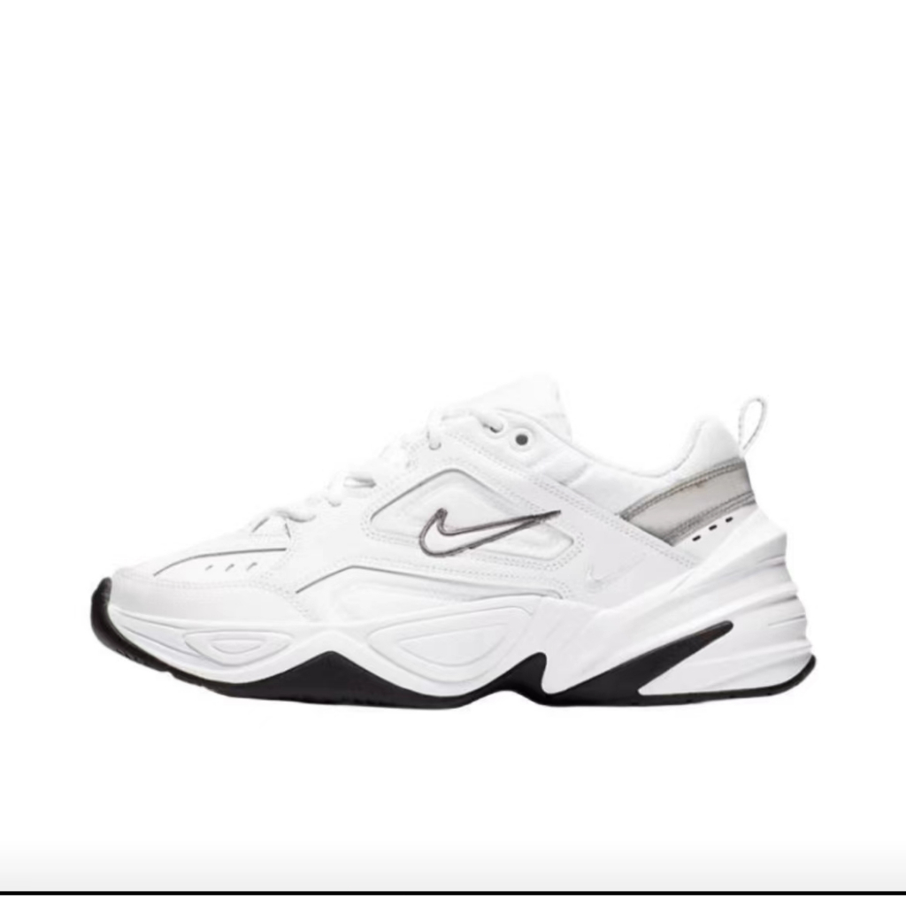 ของแท้ 100% Nike M2K Tekno หนาสบายเทรนด์วินเทจสบาย ๆ หนาแต่เพียงผู้เดียวสวมใส่กันกระแทกกีฬาเพิ่มความสูงรองเท้าสีขาว