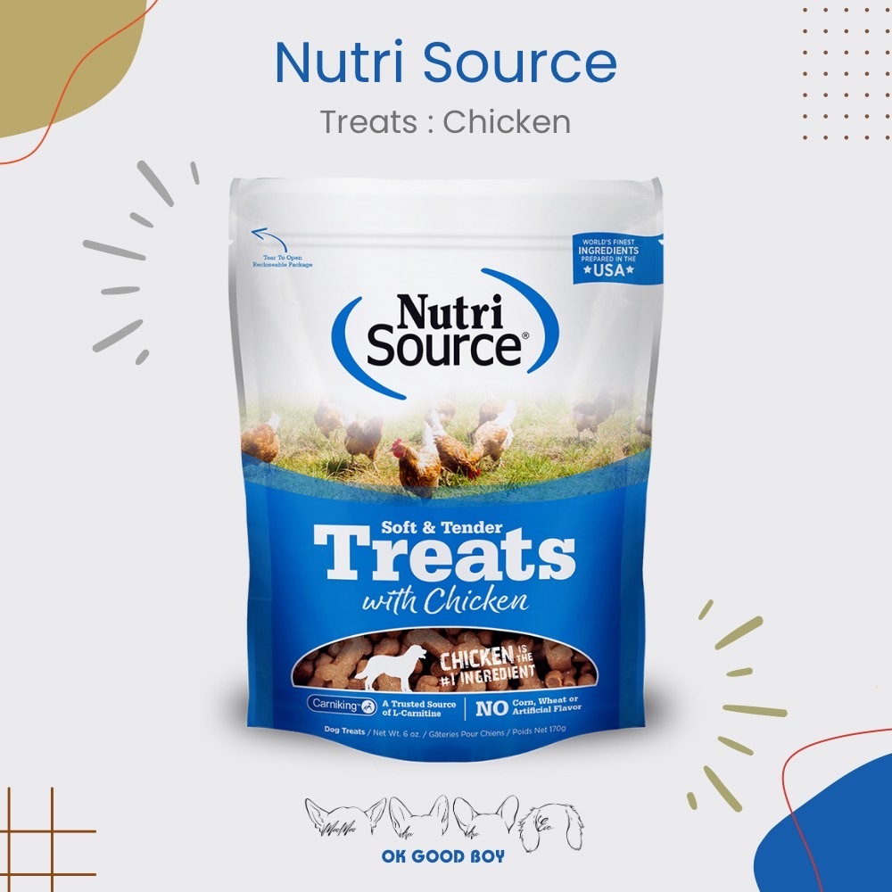 NUTRI SOURCE - Soft & Tender Treats : Chicken นูทริ ซอร์ส ขนมสุนัขแบบนิ้ม รสไก่ 396g.