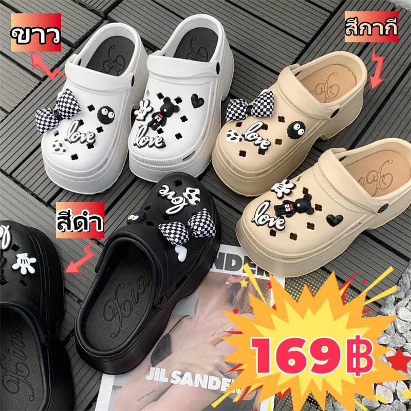 Tikp รองเท้าหัวโต รองเท้าแตะ รองเท้าแตะผู้หญิง นุ่มและเสริมความสูง EVA อุปกรณ์เสริม 5 แบบให้เลือก ลําลองระบายอากาศได 082