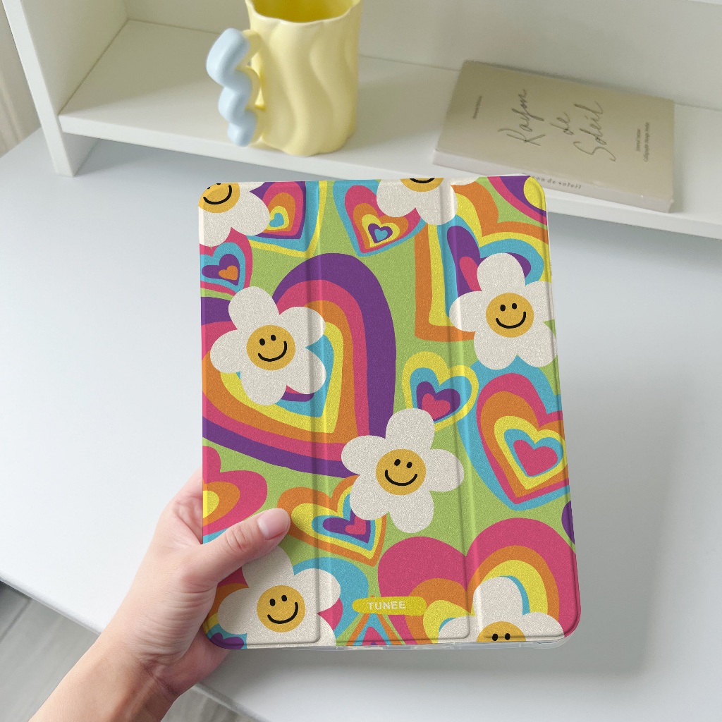 จัดส่งทันที เคสไอแพด รูปหัวใจ Air6 Gen9 Pro11 2024 Air5 Gen5 ดอกทานตะวัน เคส iPad Gen8 Air4 mini7