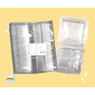 FP-2s (50/แพ็ค) กล่องใสจิ๋ว 4 หลุม ใส่ขนม มาการอง ขนมเปี๊ยะ ขนมไทย เบเกอร์รี่ อาลัว เค้กมินิฯ ขนาดเล็ก