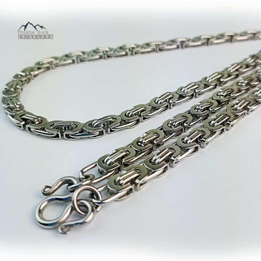 N62 ลายบาหลีแบน ขนาด 6.5 มม ยาว 26 นิ้ว สร้อยคอ ห้อยพระ สร้อยสแตนเลสแท้ สร้อยพระ stainless necklace