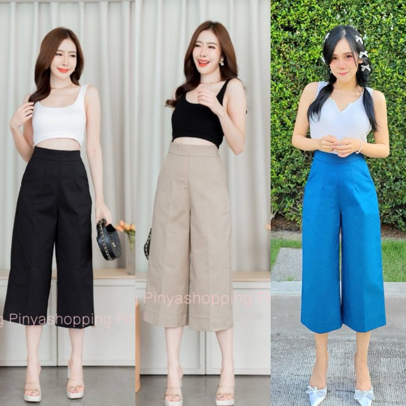 กางเกง5ส่วนขากระบอกซิปข้างมีกระเป๋าผ้าดับเบิ้ลยืดทรงสวยเป๊ะM-3XL♾️