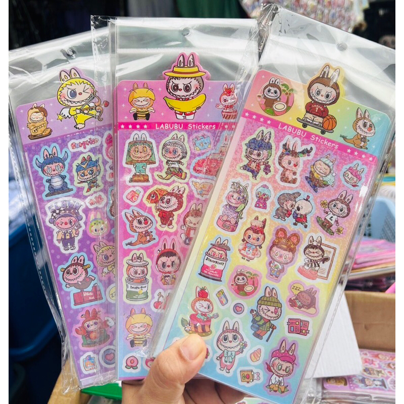 สติกเกอร์ labubuลาบู้บู้ แพคละ20แผ่น(คละลาย) เฉลี่ยแผ่นละ7.5บาท