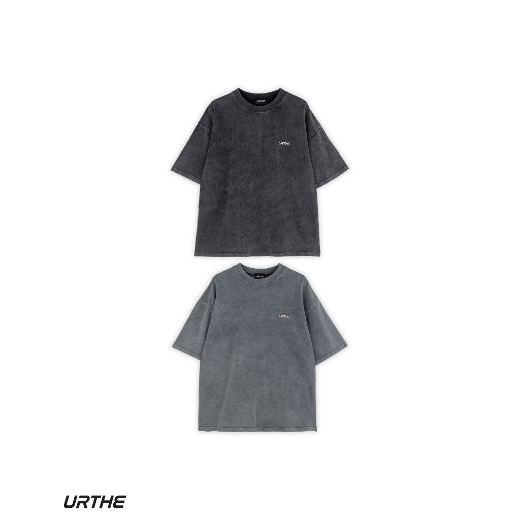 URTHE - เสื้อยืด ผ้าฟอก เเขนสั้น Oversized รุ่น TS 3D METAL